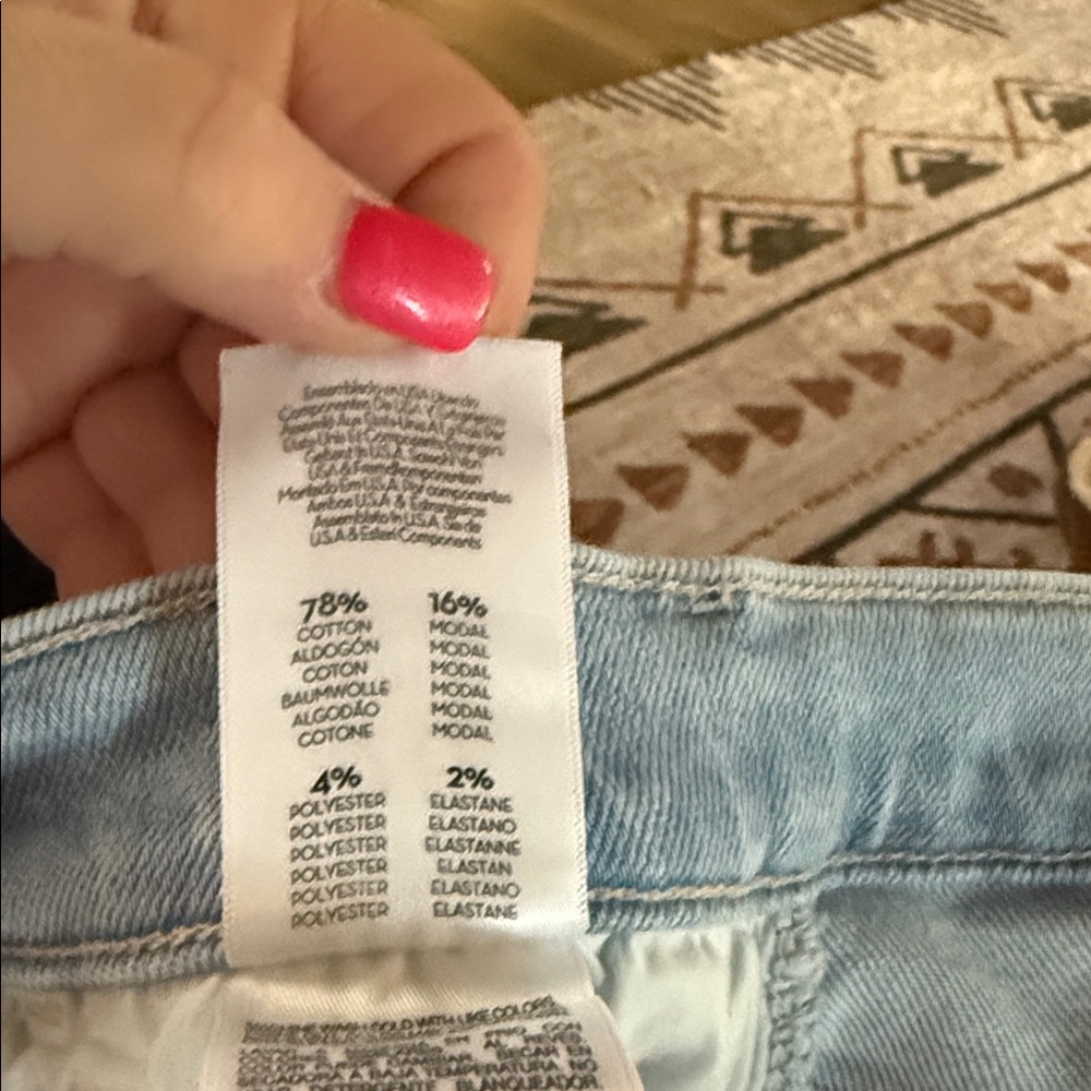 MOTHER Light Blue Flare Jeans with Frayed Hem - Picture 4 of 4